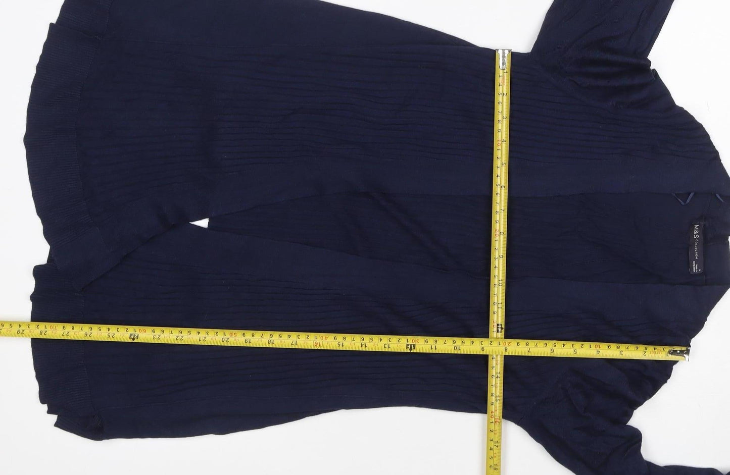 Marks and Spencer Women Blue M Open Longline Knit Cardigan