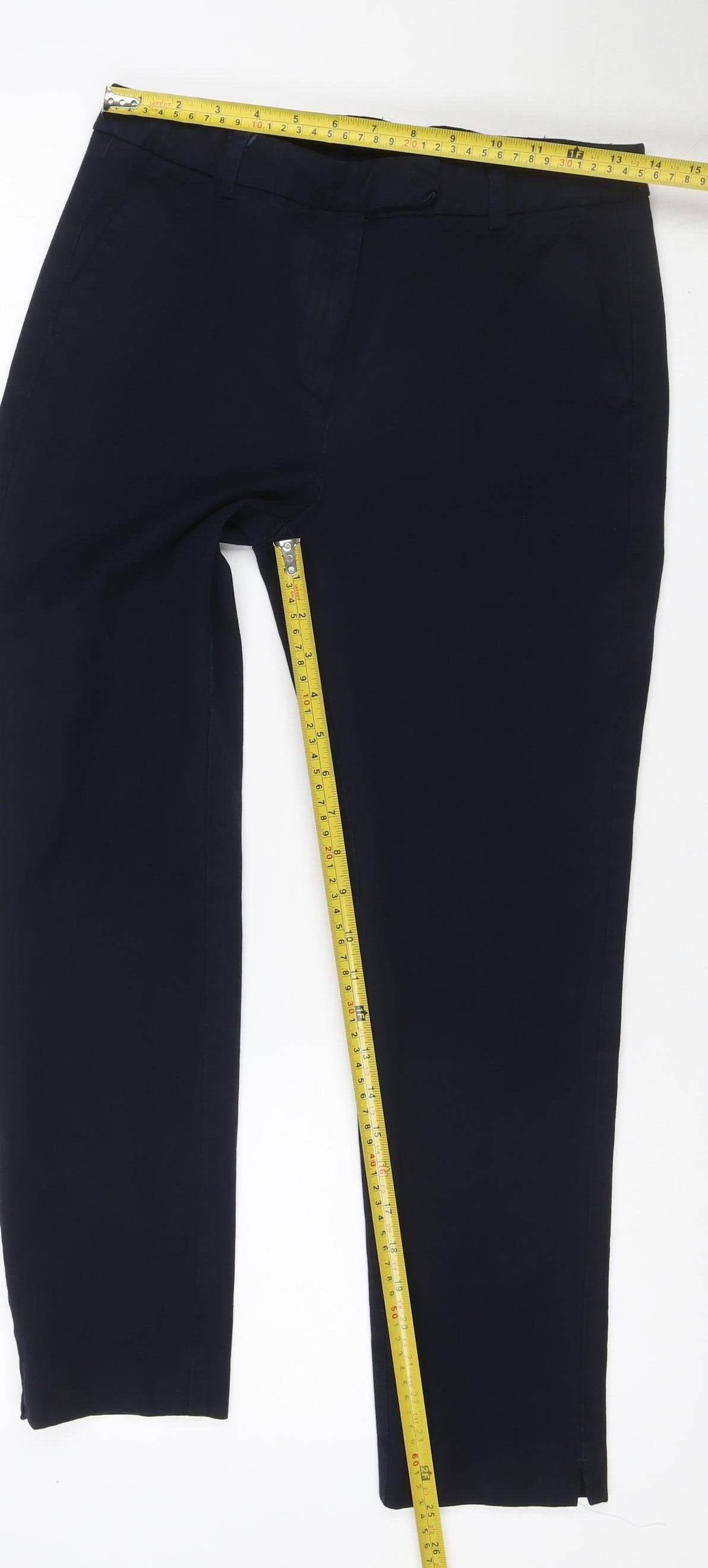 Marks and Spencer Women Blue UK 10 Regular Tailored Straight Trousers