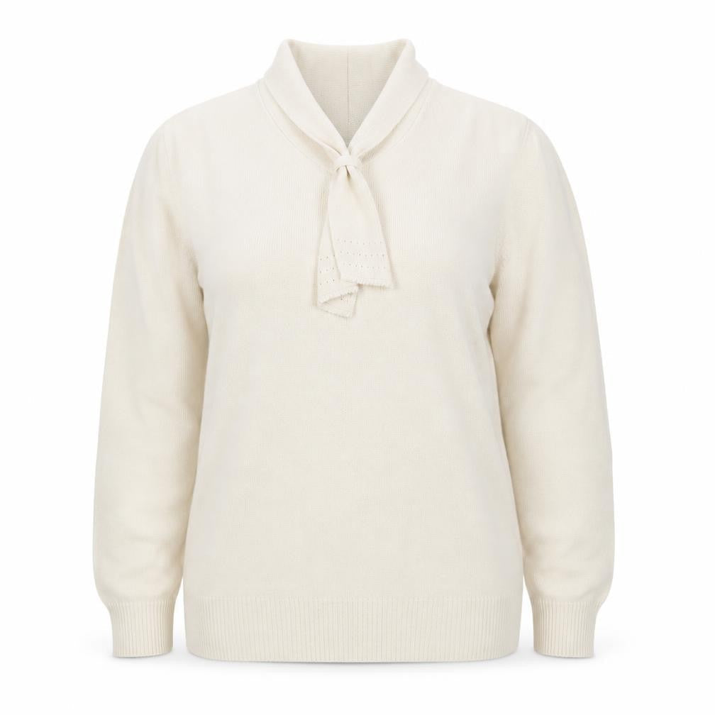 Honor Millburn EWM Women Ivory Size 14 V-Neck Tie Pullover Jumper