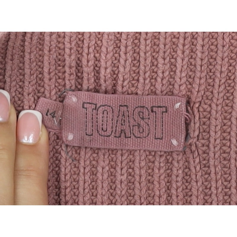TOAST Women Pink M Rib Knit High Neck Flared Sleeve Tunic Jumper