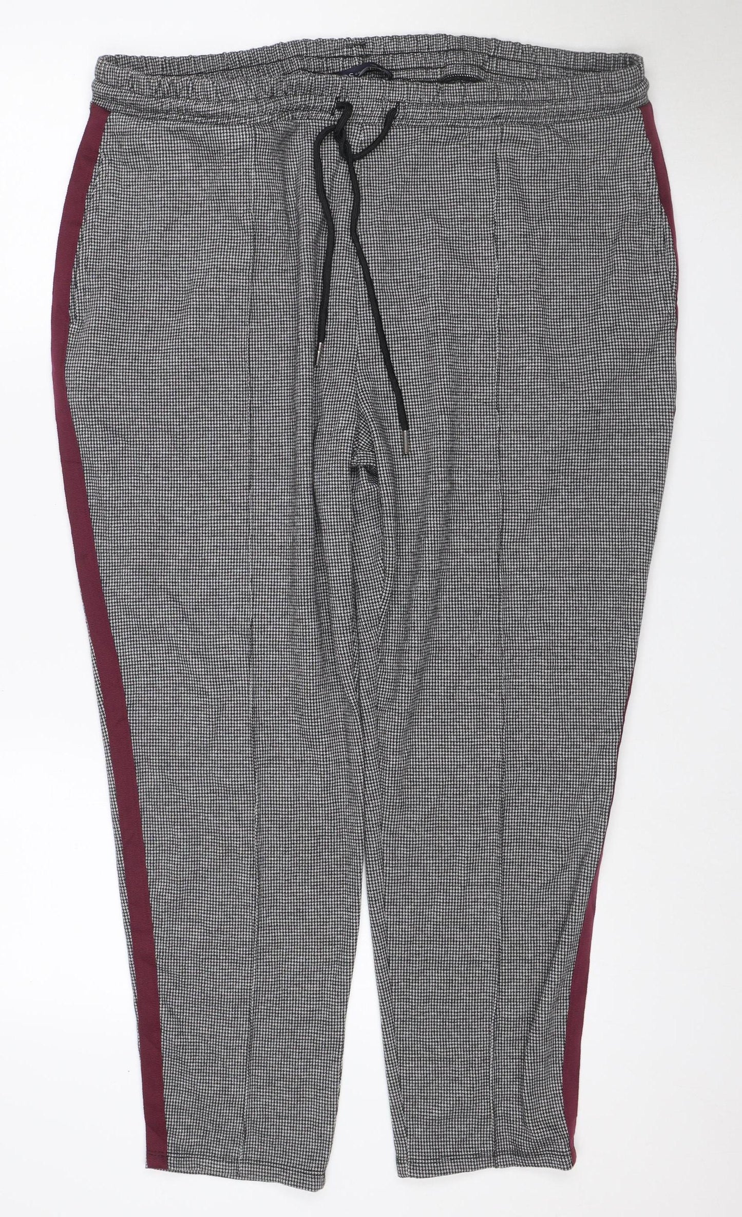 Marks and Spencer Women Black Mixed UK 20 Check Tapered Jogger Trousers