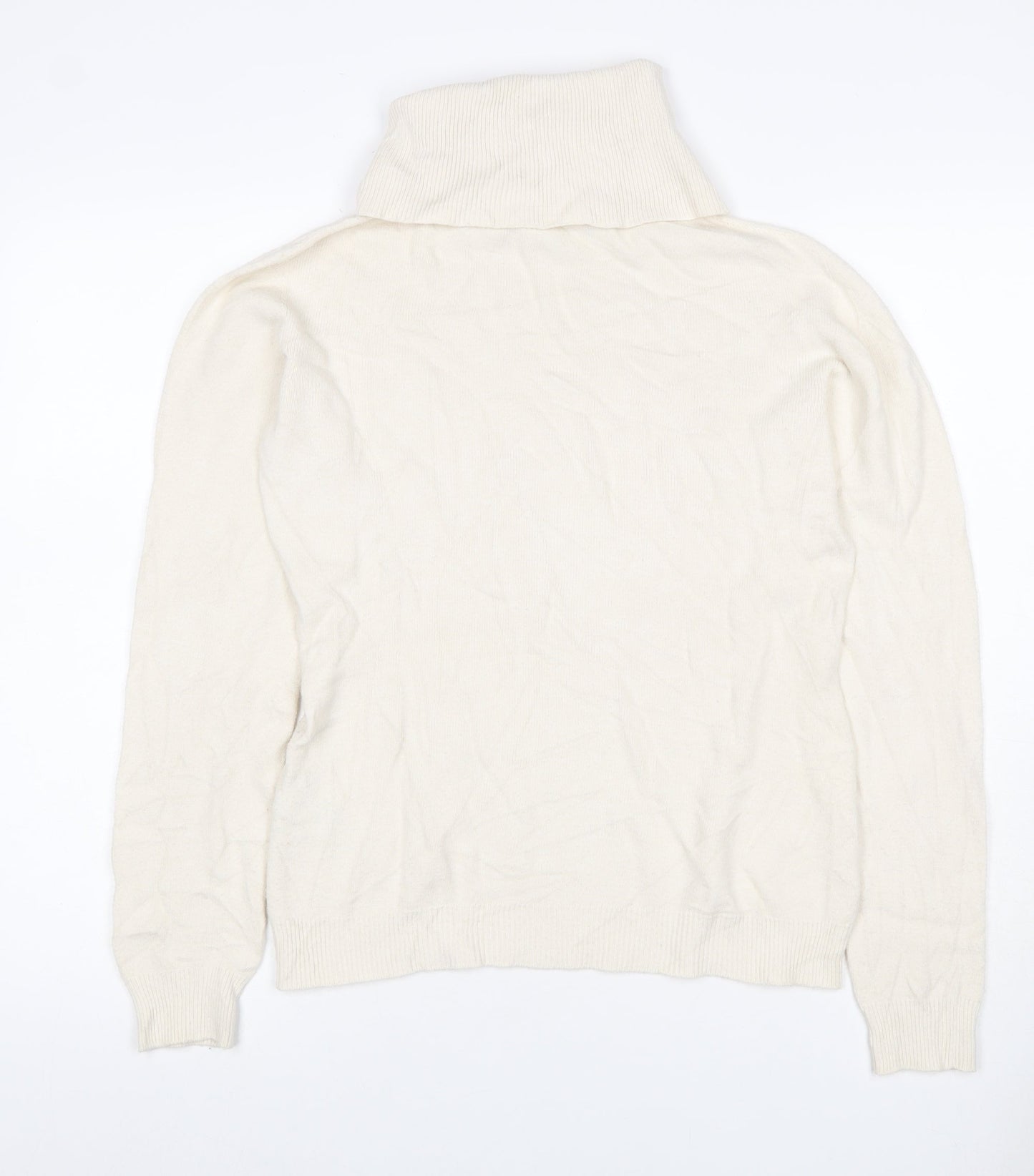 Alma en Pena Women’s Ivory S Roll Neck Fine Knit Slim Pullover Jumper