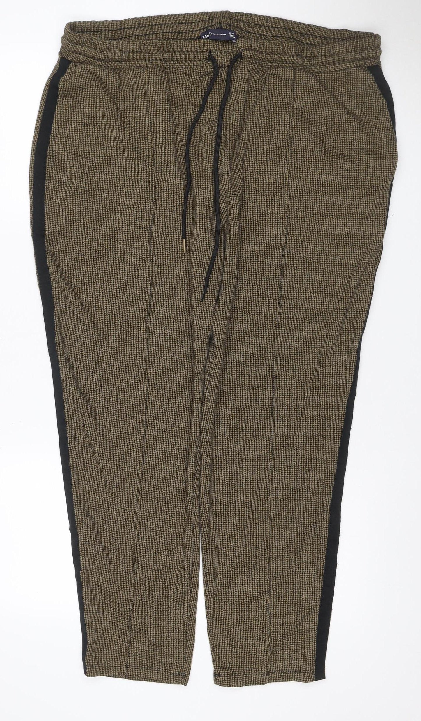 Marks and Spencer Women’s Brown Size 20 Regular Houndstooth Jogger Trousers
