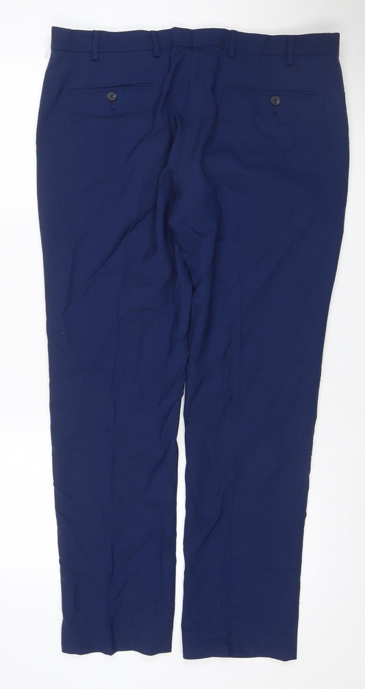Marks & Spencer Men Blue 38/31 Skinny Dress Trousers Smart Formal