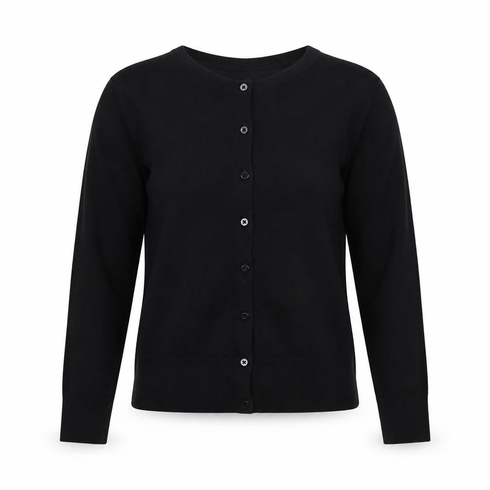 Hobbs Women Black M Merino Wool Button Round Neck Cardigan