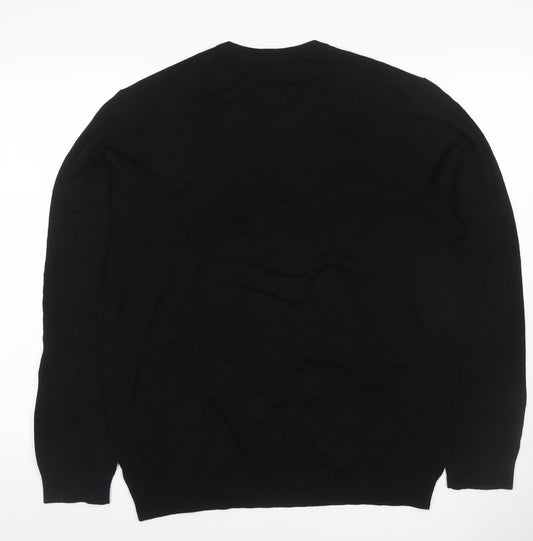 Marks & Spencer Men's Black XL Extra Fine Merino Wool Crew Neck Jumper
