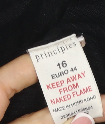 Principles Women’s Black Size 16 Knit Scoop Neck 3/4 Sleeve Top