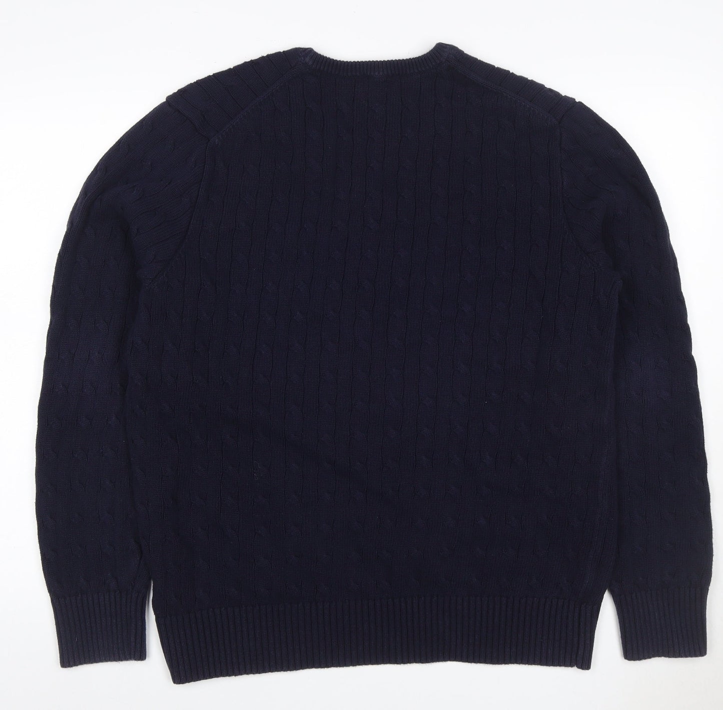Gap Men's Blue XL Cable-Knit Cotton Crew Neck Pullover Jumper