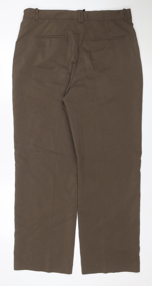 Zara Men Brown 2XL Straight Leg Adjustable Waist Dress Trousers
