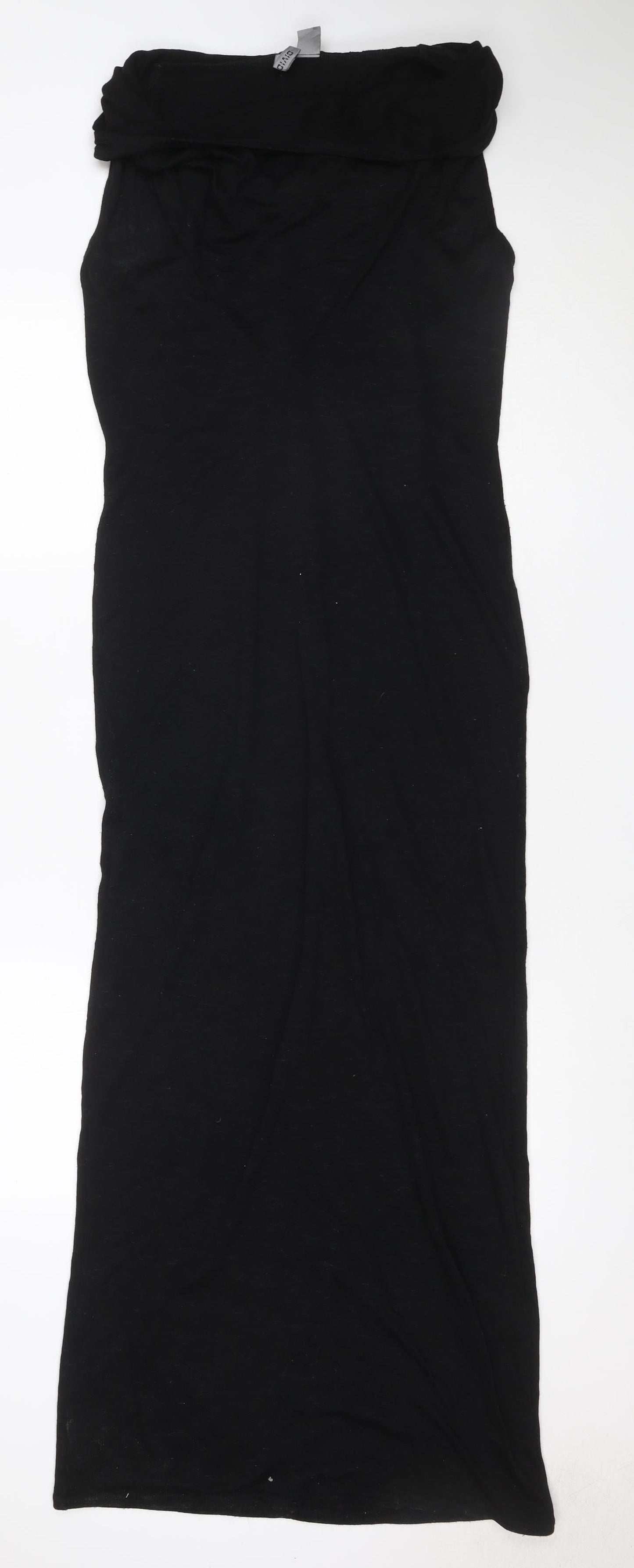 Mango Women Black S Long Bodycon Strapless Ruched Maxi Dress