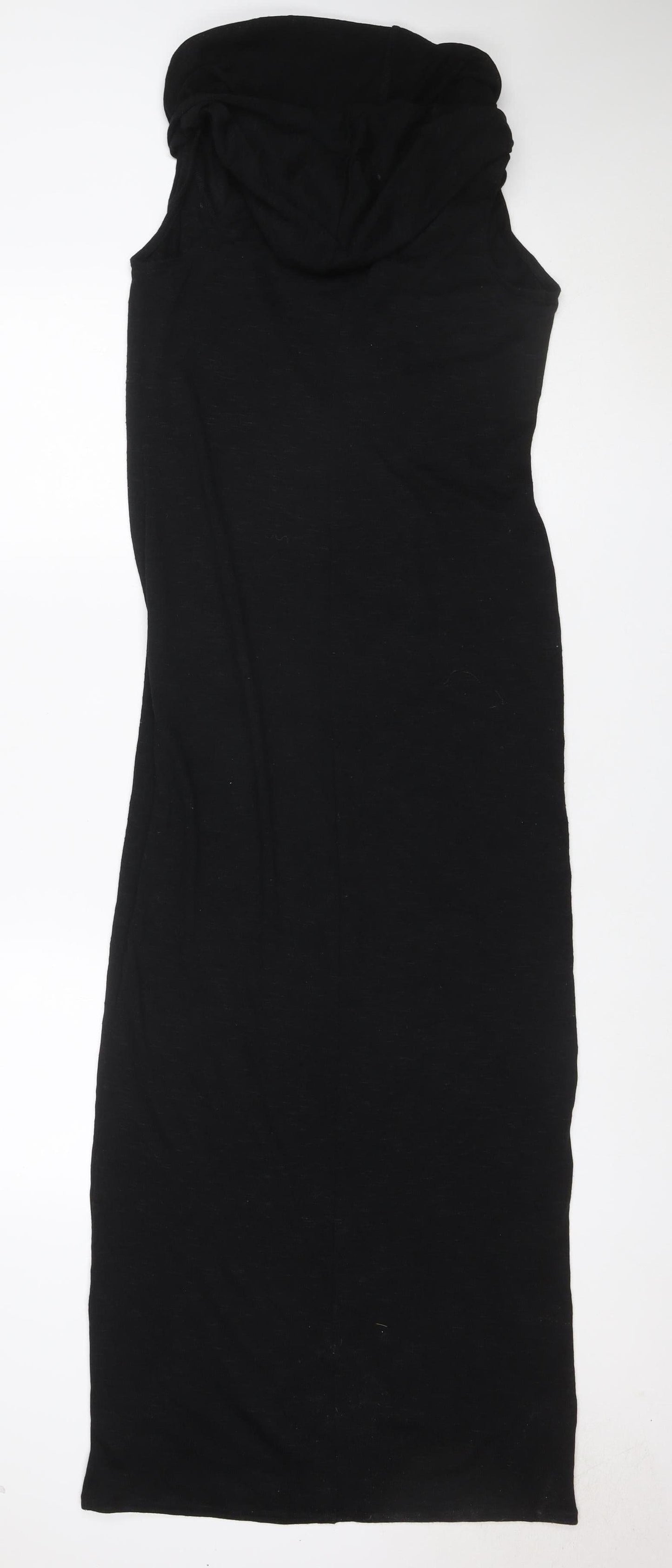 Mango Women Black S Long Bodycon Strapless Ruched Maxi Dress