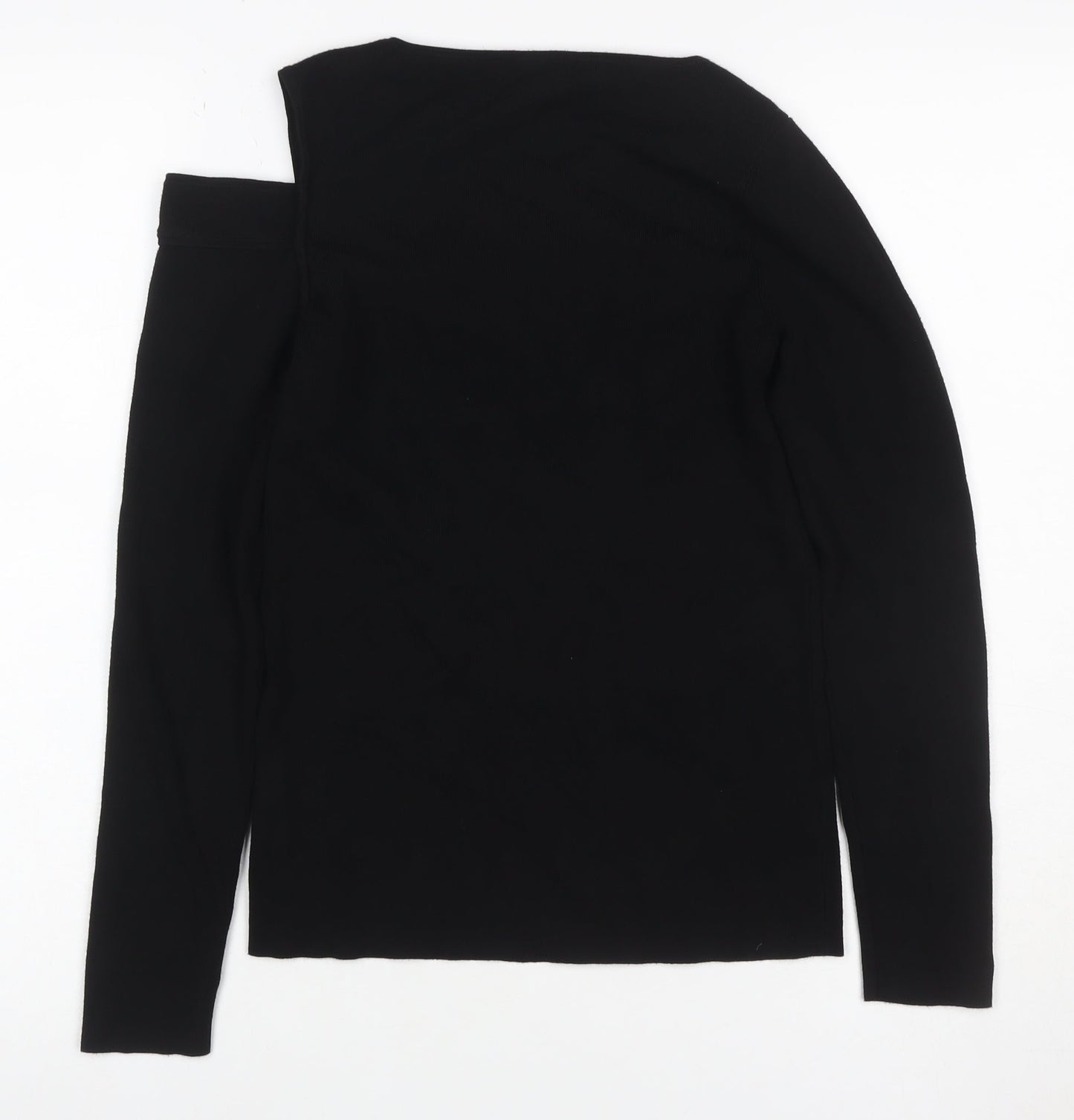 Phase Eight Women Black Size 8 One Shoulder Rib Knit Long Sleeve Top