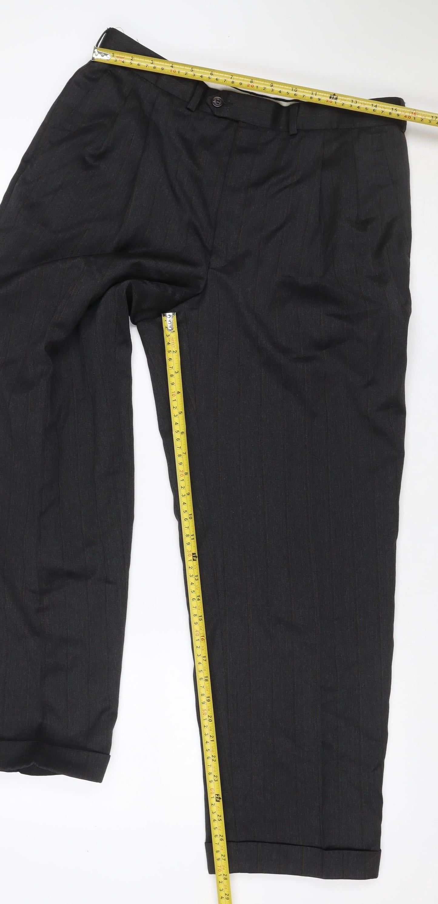 Marks and Spencer Men's Black 32in Wool Blend Dress Trousers Straight
