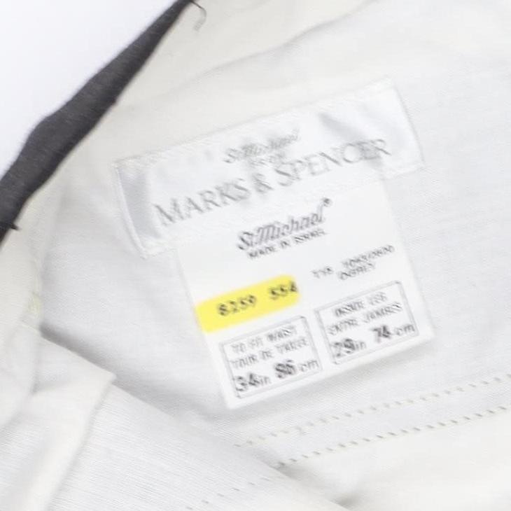 Marks and Spencer Men's Black 32in Wool Blend Dress Trousers Straight