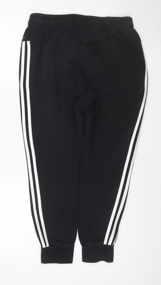 Adidas Women’s Black UK 12-14 M Jogger Track Pants Striped Fleece