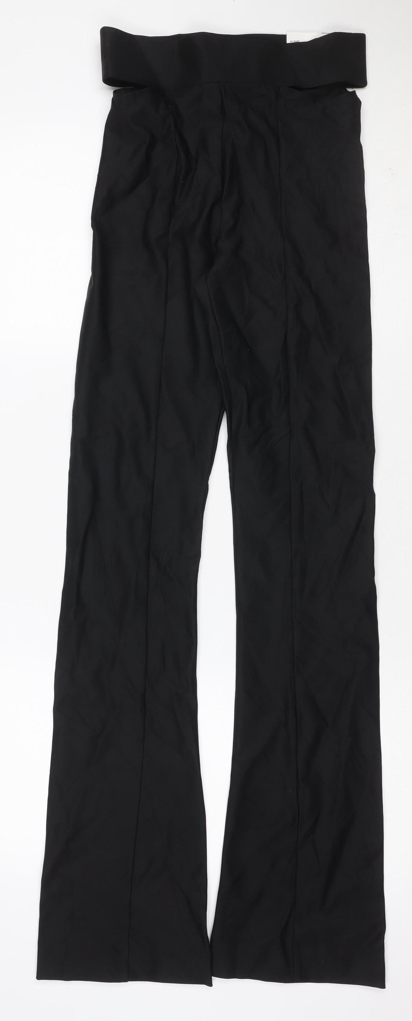 Zara Women Black XS Flared Stretch Trousers Smart Workwear