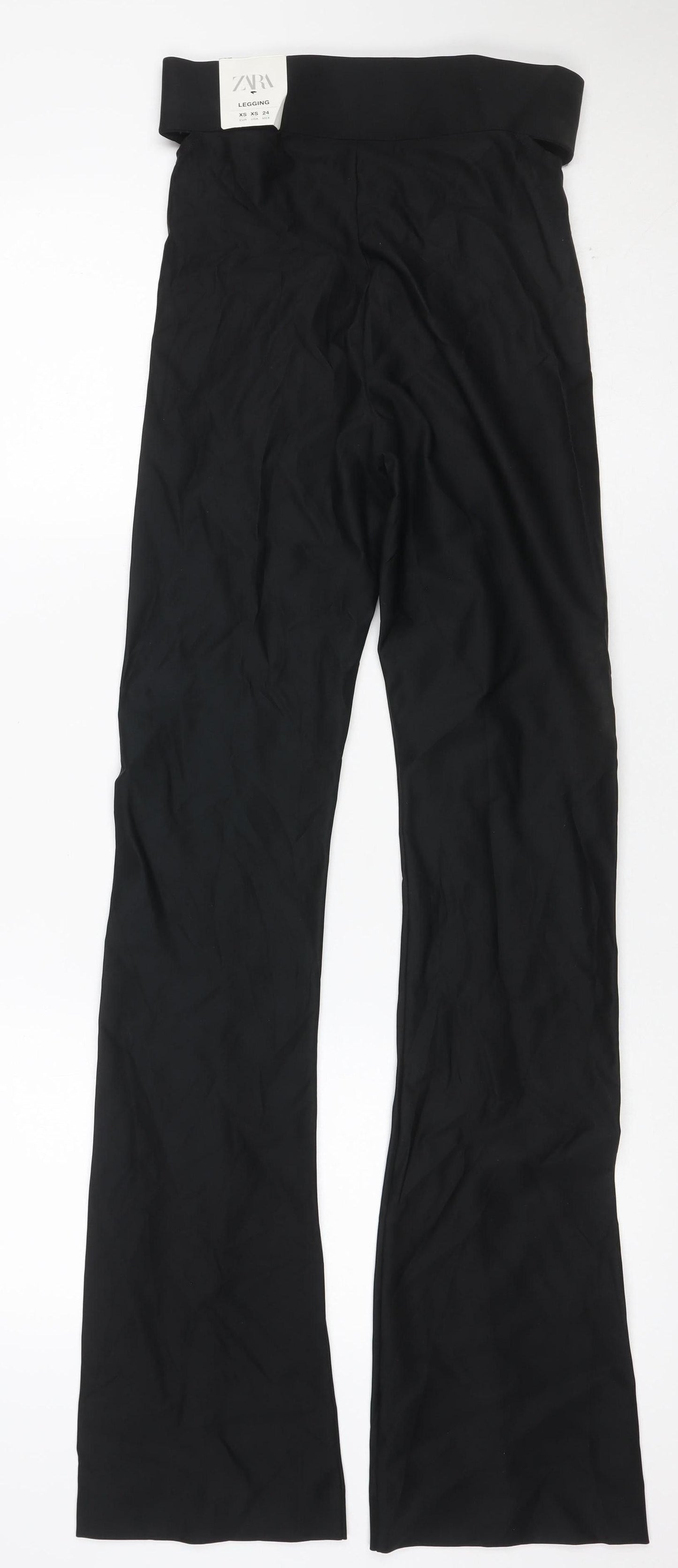 Zara Women Black XS Flared Stretch Trousers Smart Workwear