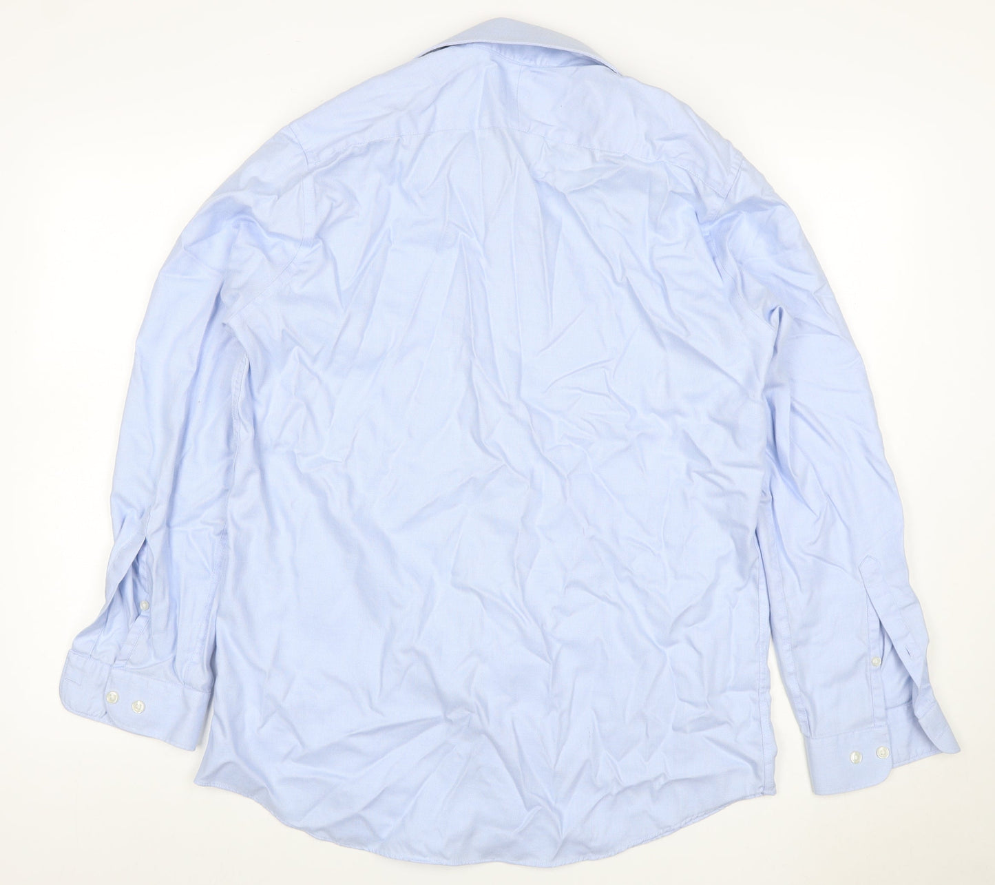 John Lewis Men Blue 16 Tailored Fit Cotton Long Sleeve Shirt