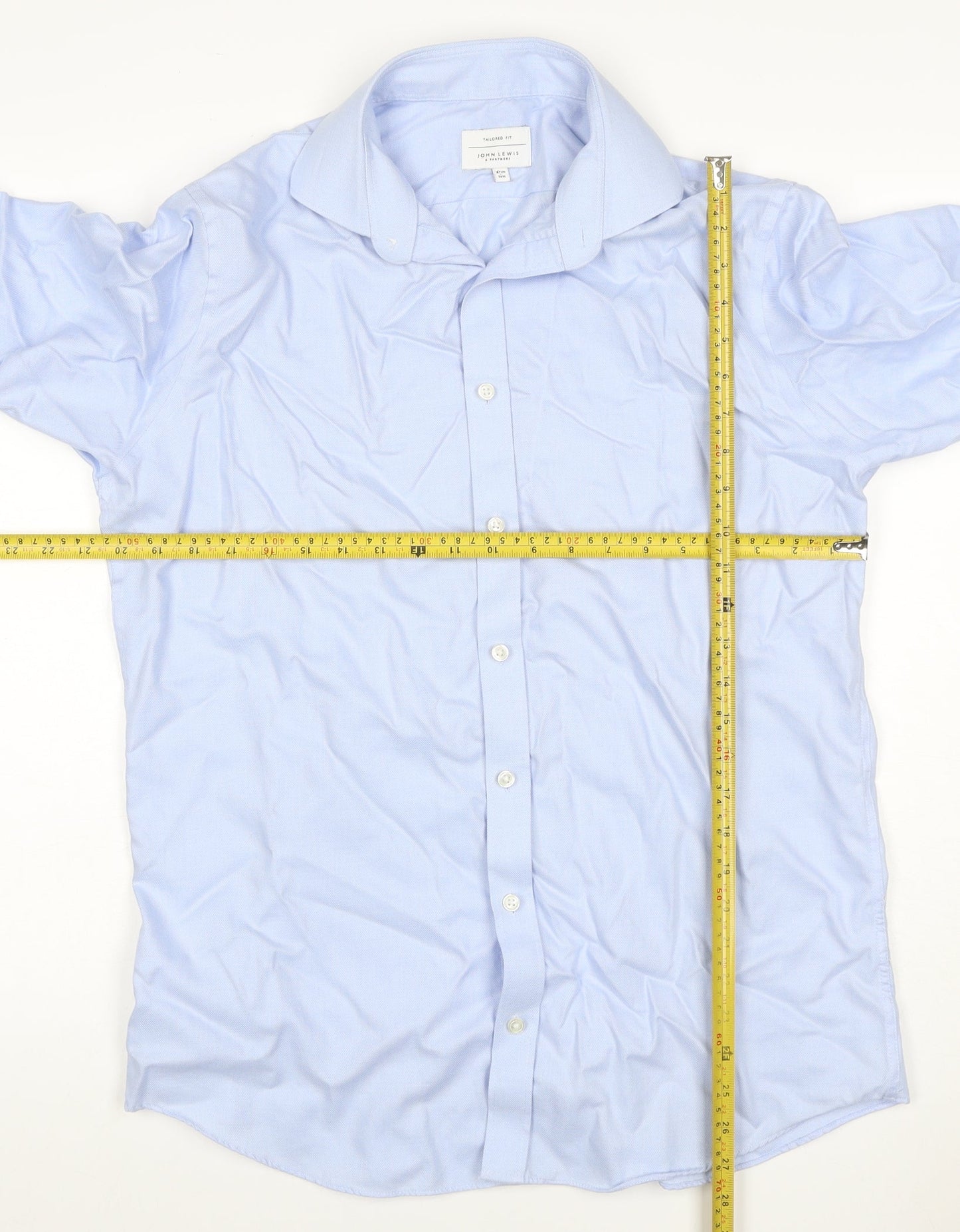 John Lewis Men Blue 16 Tailored Fit Cotton Long Sleeve Shirt