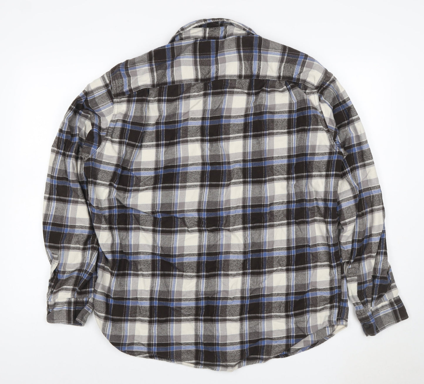 Uniqlo Men's XL Blue Grey Plaid Flannel Button-Up Shirt