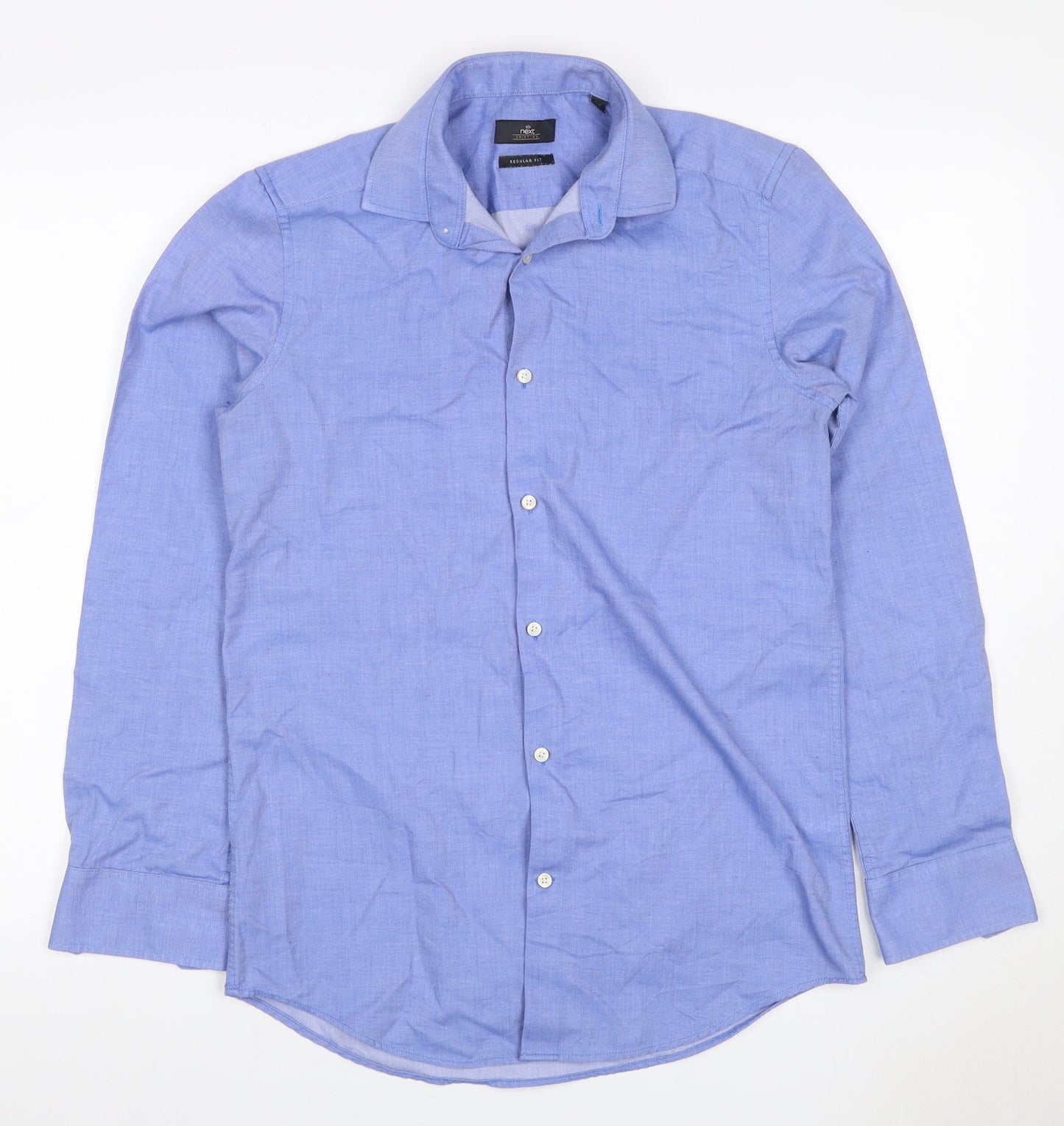Next Men's Blue 14.5 Regular Fit Long Sleeve Cotton Button-Up Shirt