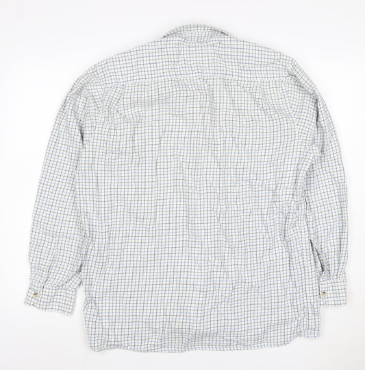 Champion Men’s XL White Blue Check Long Sleeve Button-Up Shirt