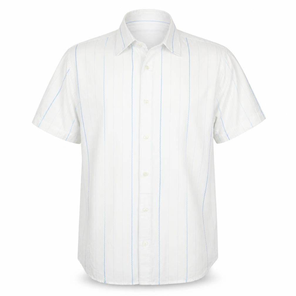 Next Men’s White Blue Stripe Cotton Short Sleeve Button-Up Shirt M