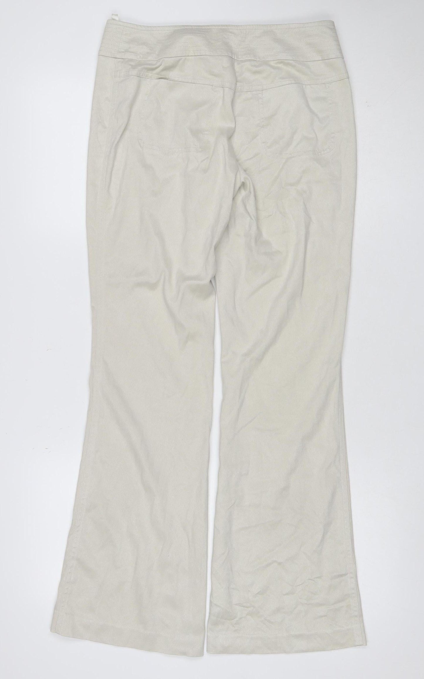 Next Women’s Ivory Wide-Leg Trousers Size 10 Regular Stretch Zip