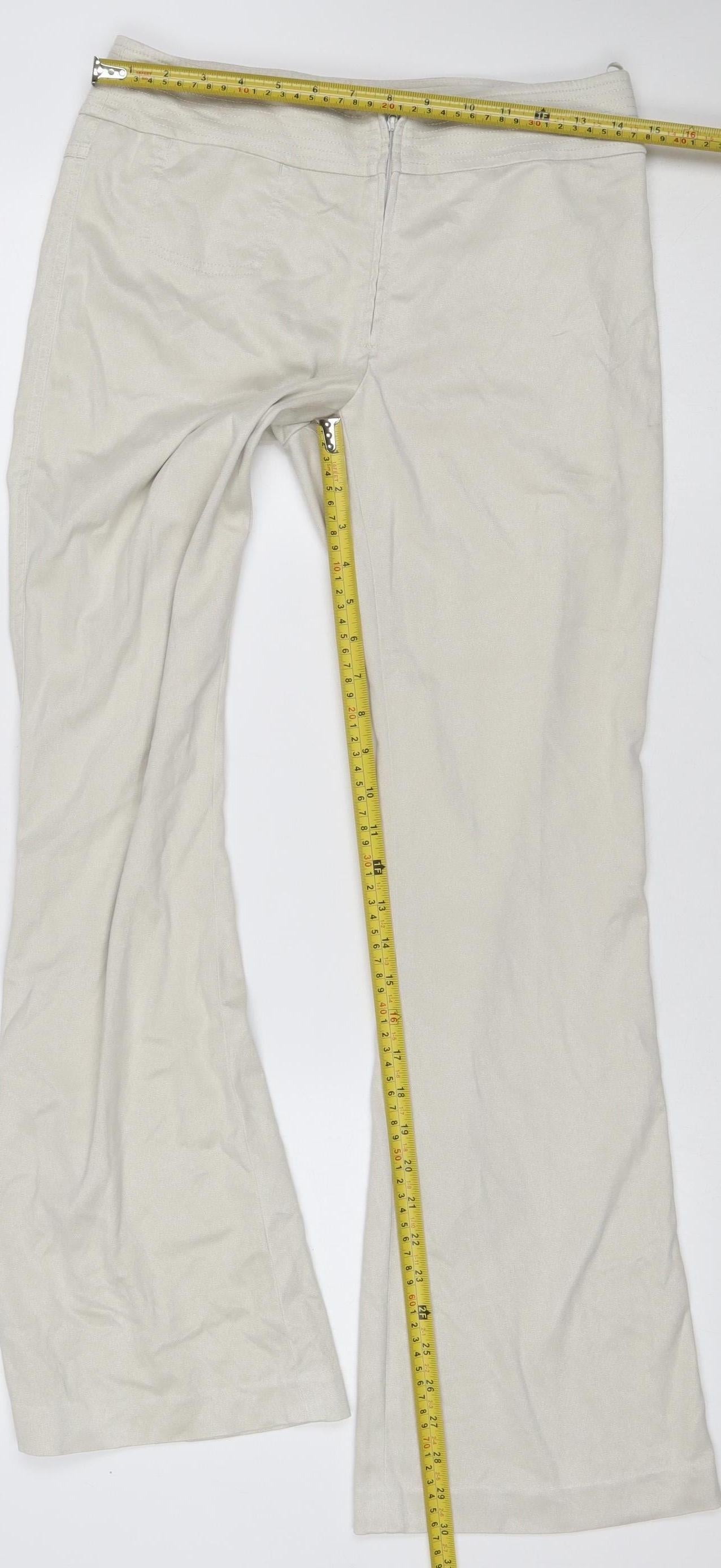 Next Women’s Ivory Wide-Leg Trousers Size 10 Regular Stretch Zip