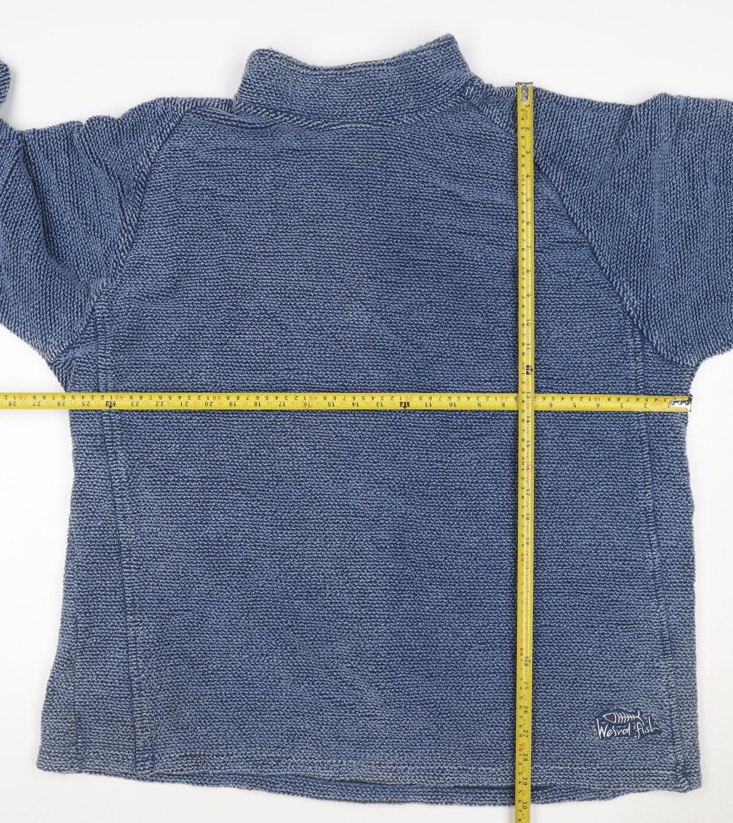 Weird Fish Men's Blue 2XL Mock Neck Knit Pullover Sweatshirt Logo