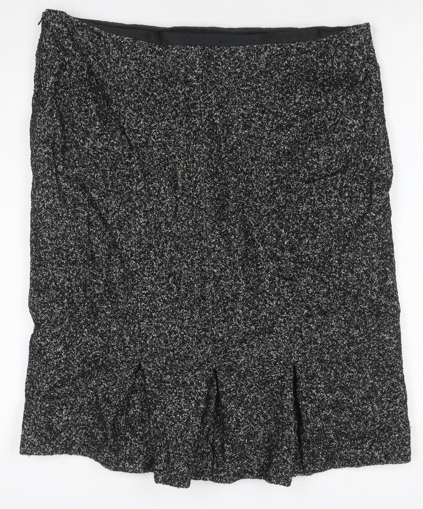 Viyella Women Grey Tweed Wool Blend UK 14 Knee Length Pencil Skirt