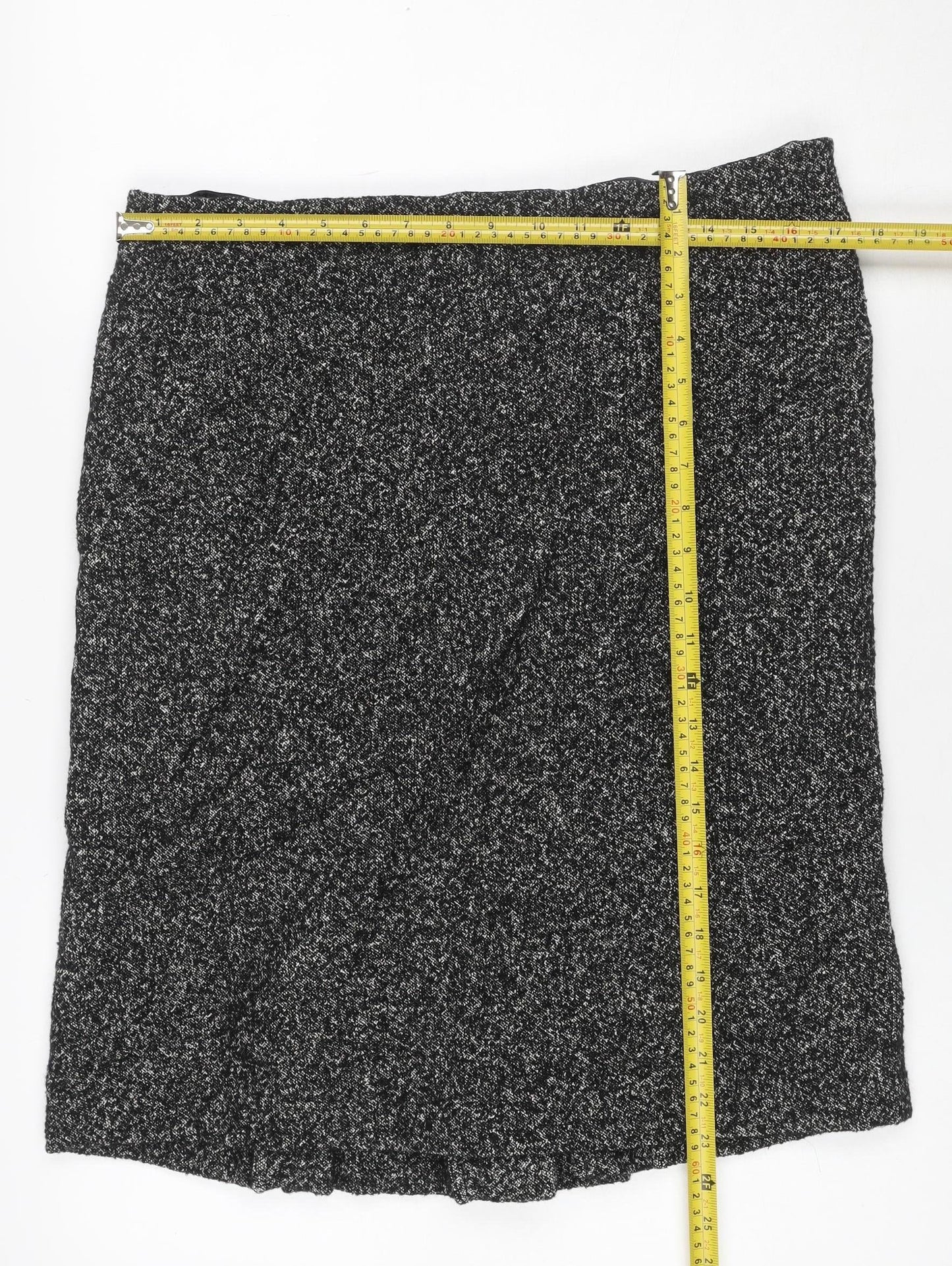 Viyella Women Grey Tweed Wool Blend UK 14 Knee Length Pencil Skirt