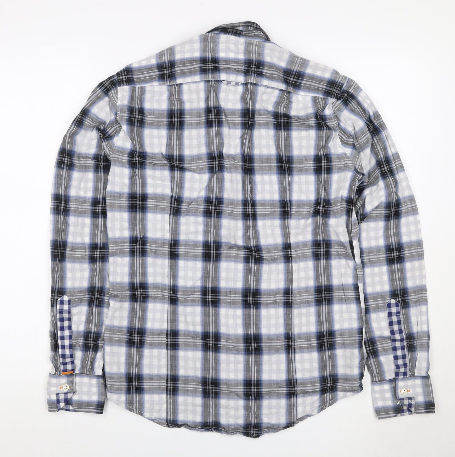Hugo Boss Orange Men’s Blue Grey Check Cotton Shirt Size S