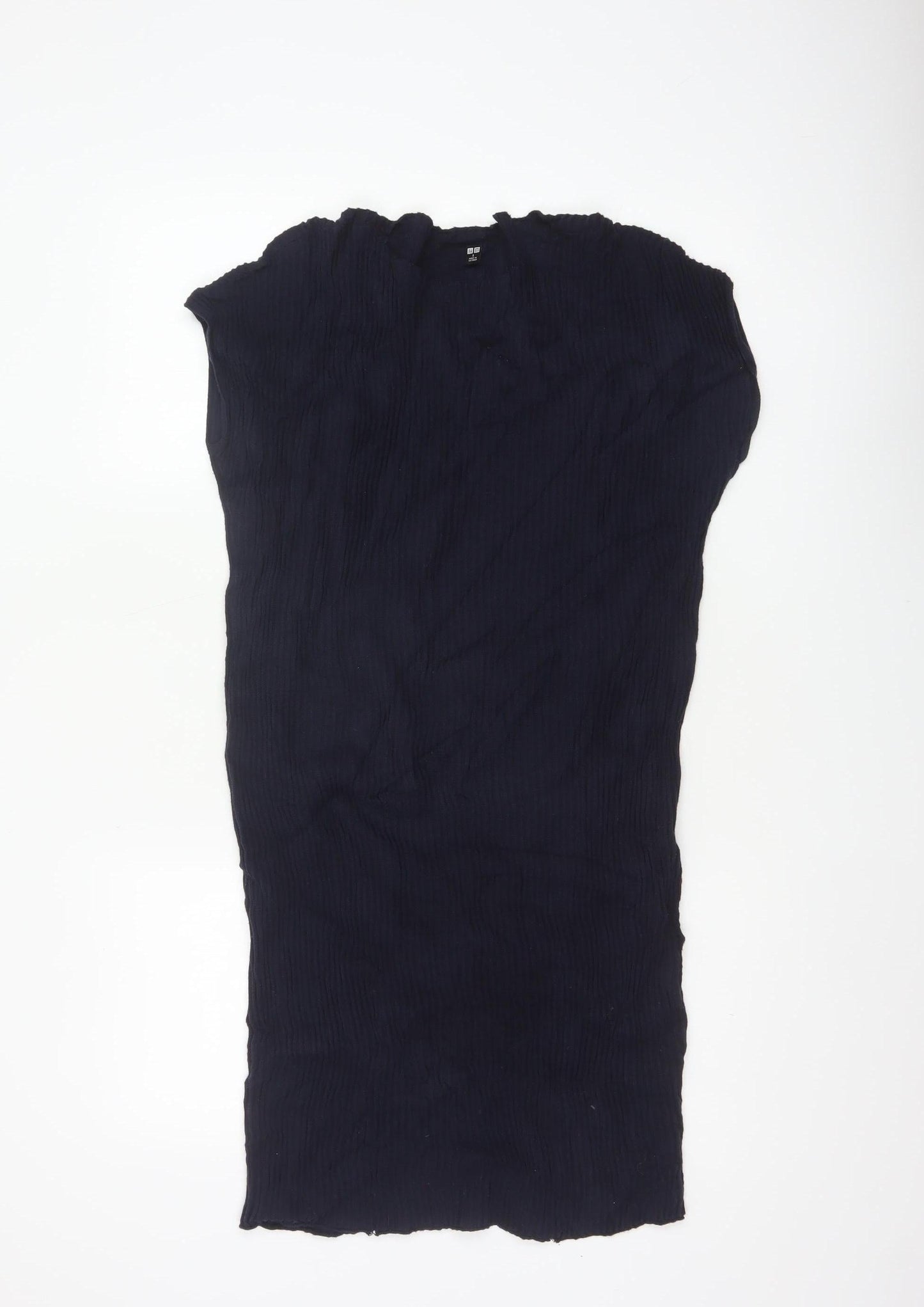 Uniqlo Women Blue S Rib Knit Cotton Jumper Dress Cap Sleeve