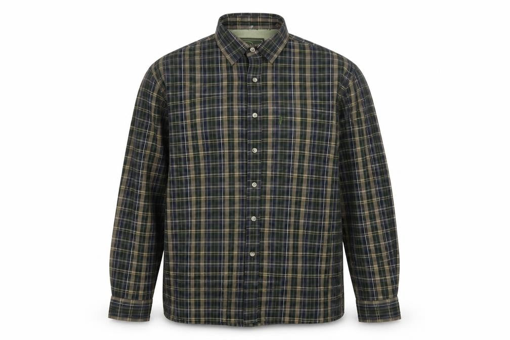 Champion Men's Green Check Lined Long Sleeve Button-Up Shirt M