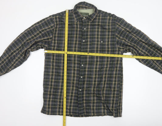 Champion Men's Green Check Lined Long Sleeve Button-Up Shirt M