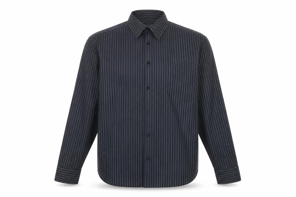 Marks & Spencer Men Blue 42 Pinstripe Pure Cotton Easy Iron Shirt
