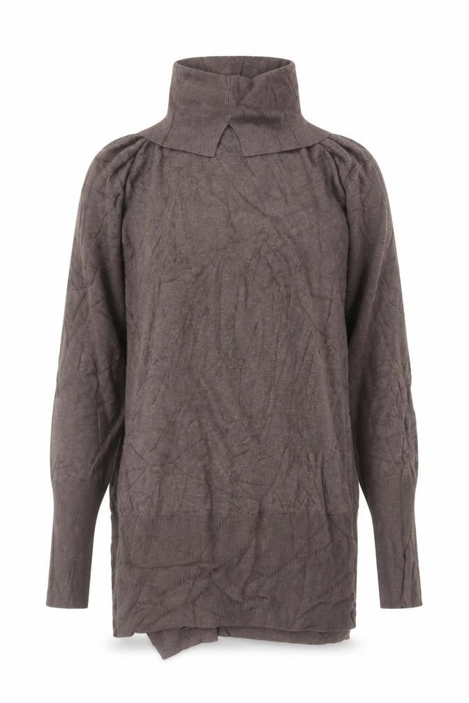 Modern Rarity Women’s Brown M Cowl Neck Cotton Blend Knit Jumper