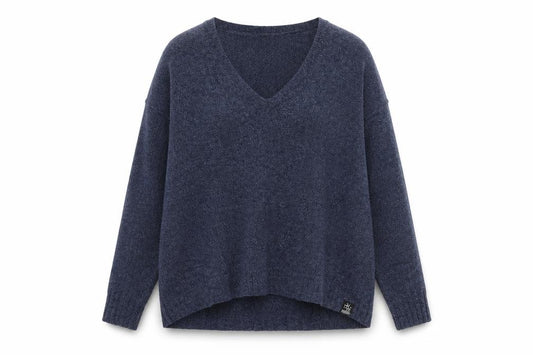 Superdry Unisex Blue S V-Neck Varsity Logo Knit Pullover Jumper