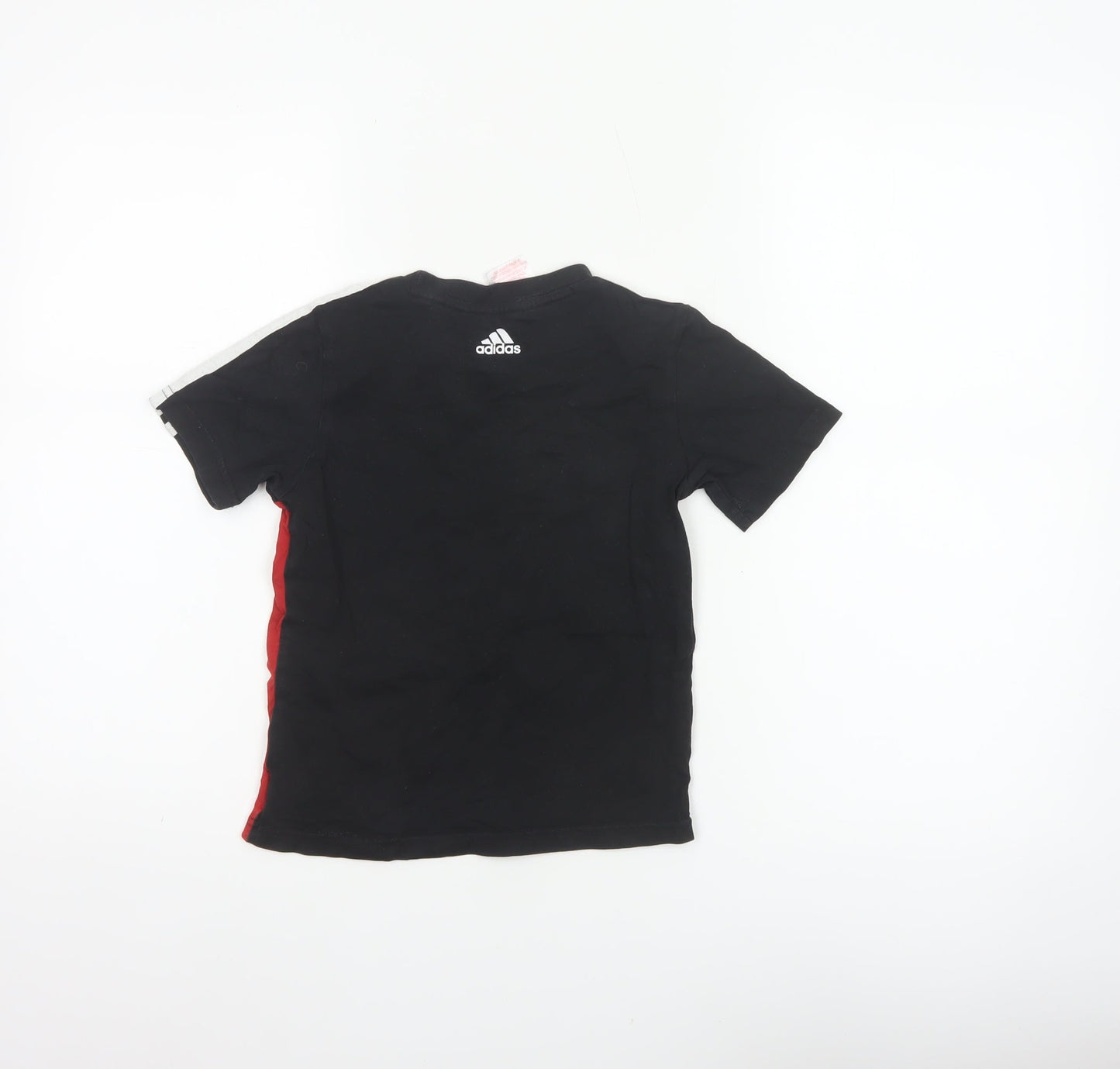 Adidas Boys Black Red 5-6 Years Logo Jersey T-Shirt