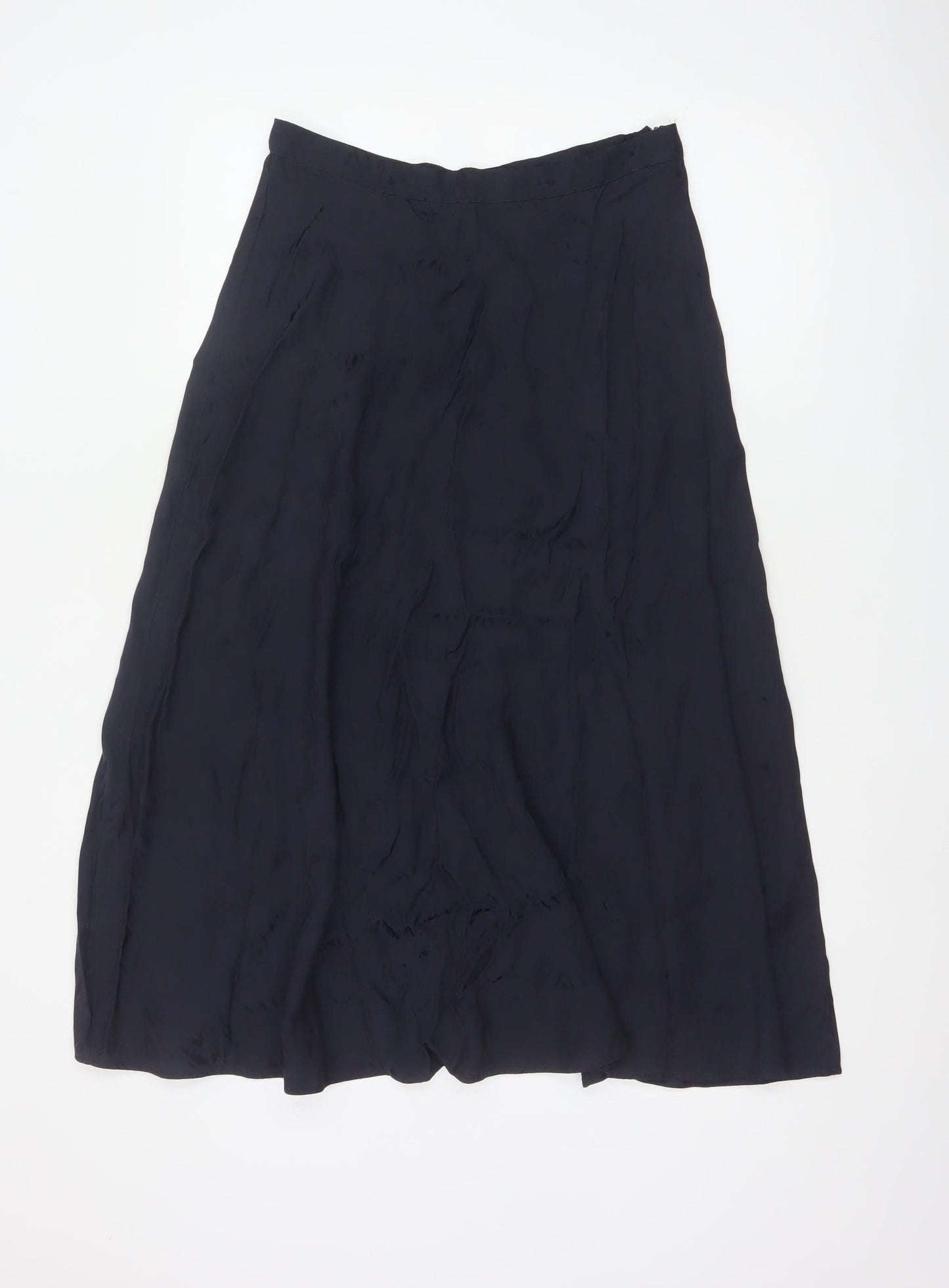M&S Collection Women Blue Size 10 A-Line High Rise Midi Viscose Skirt