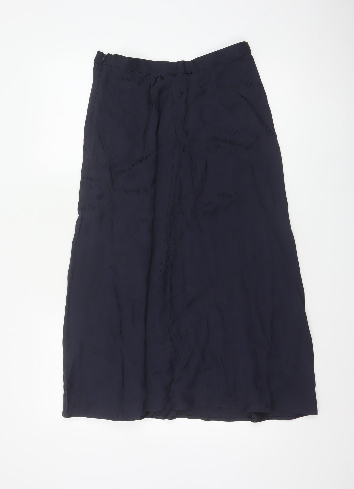 M&S Collection Women Blue Size 10 A-Line High Rise Midi Viscose Skirt