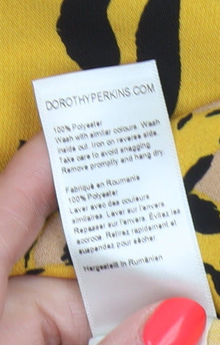 Dorothy Perkins Women Yellow Animal Print UK 14 High Rise Pencil Skirt