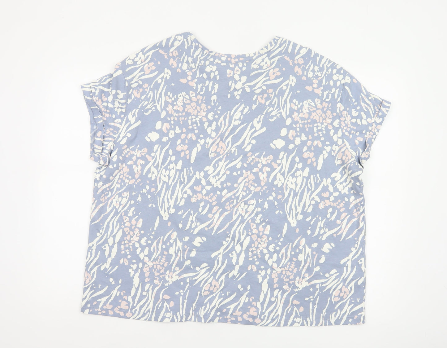 Marks and Spencer Women Blue XL Zebra Print Cotton Pyjama T-Shirt Top