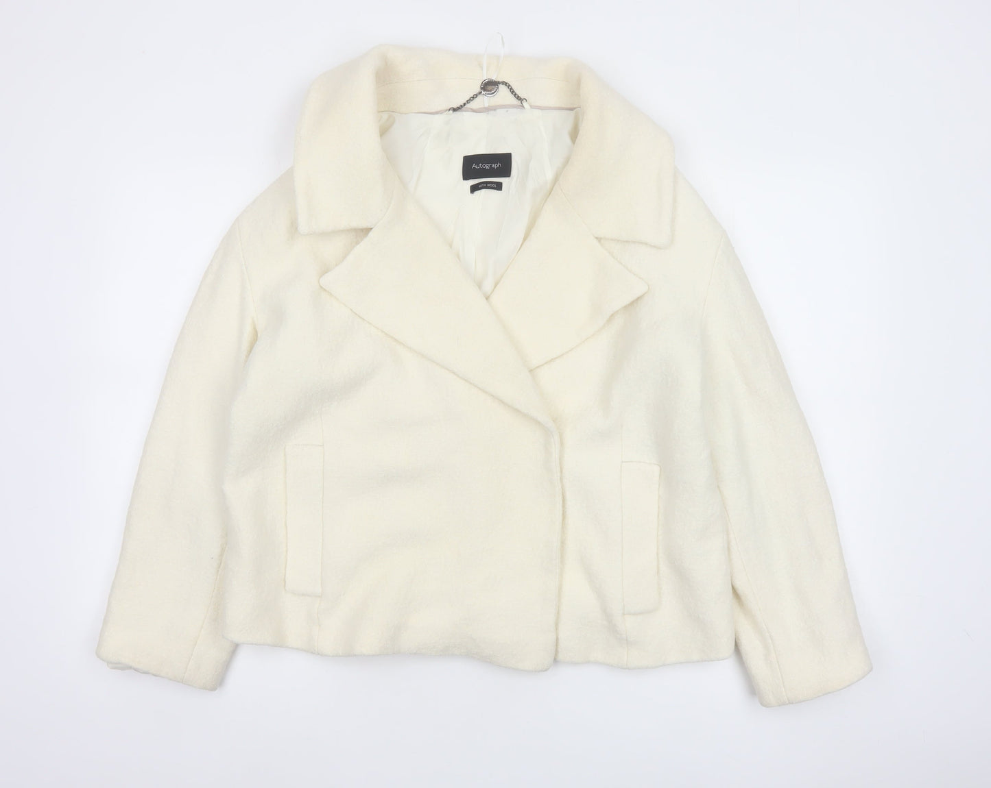 M&S Autograph Women’s Ivory UK 14 Wool Blend Pea Coat Jacket