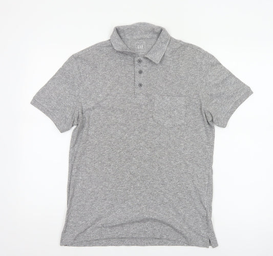 Gap Men’s Grey Marl Polo Shirt Size S Short Sleeve Cotton Blend