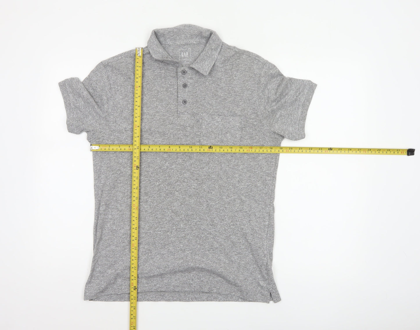 Gap Men’s Grey Marl Polo Shirt Size S Short Sleeve Cotton Blend