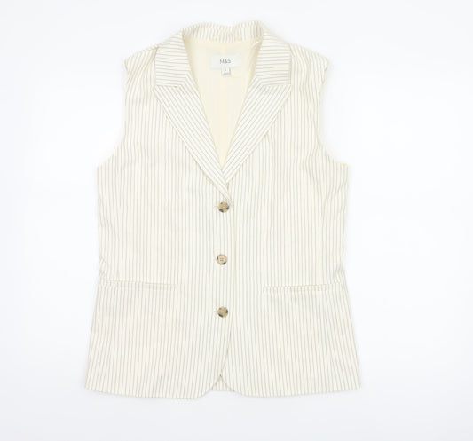 Marks and Spencer Women Ivory Pinstripe Size 8 Tailored Suit Waistcoat