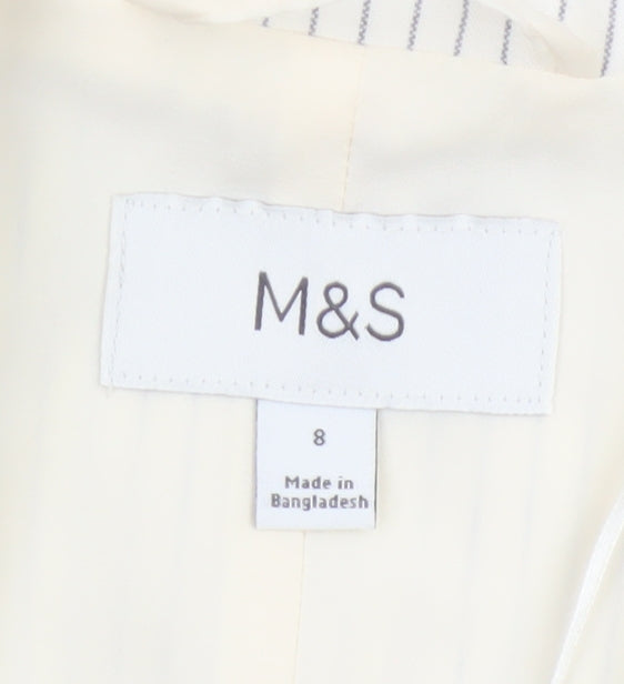 Marks and Spencer Women Ivory Pinstripe Size 8 Tailored Suit Waistcoat