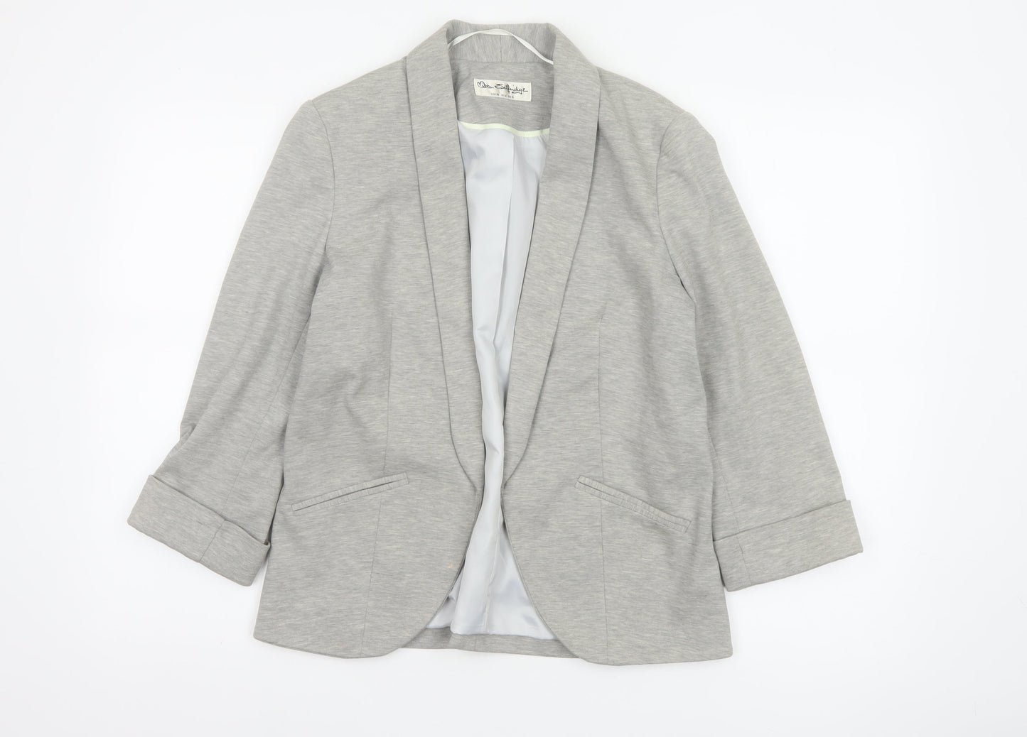 Miss Selfridge Women Grey UK 10 Stretch Tailored Shawl Blazer